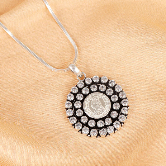 Sparkling Silver Coin Heritage Silver Pendant