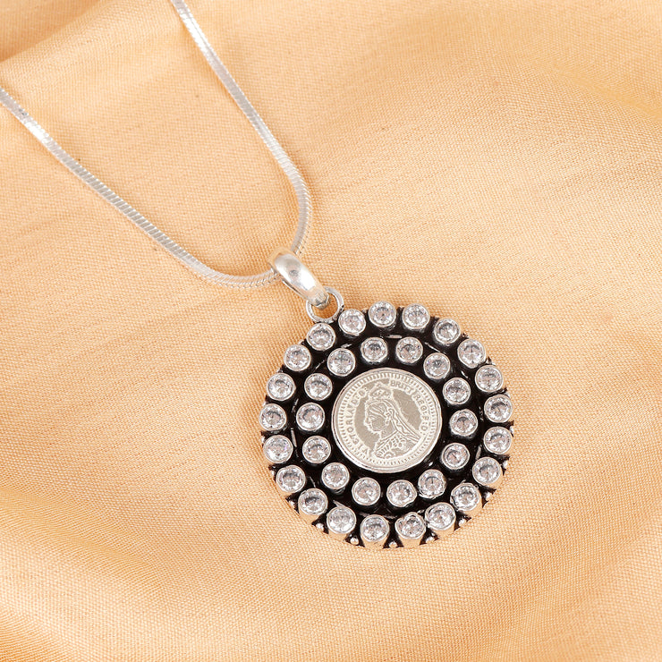 Sparkling Silver Coin Heritage Silver Pendant