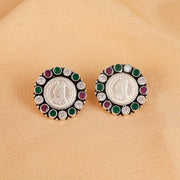 925 Heritage Glow Silver Coin Stud Earrings