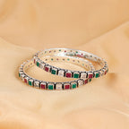 Silver Multicolor Gemstone Bangle
