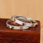 Classy Multicolor Gemstone Silver Bangle