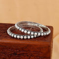 Pearl Rava Work Silver Bangle