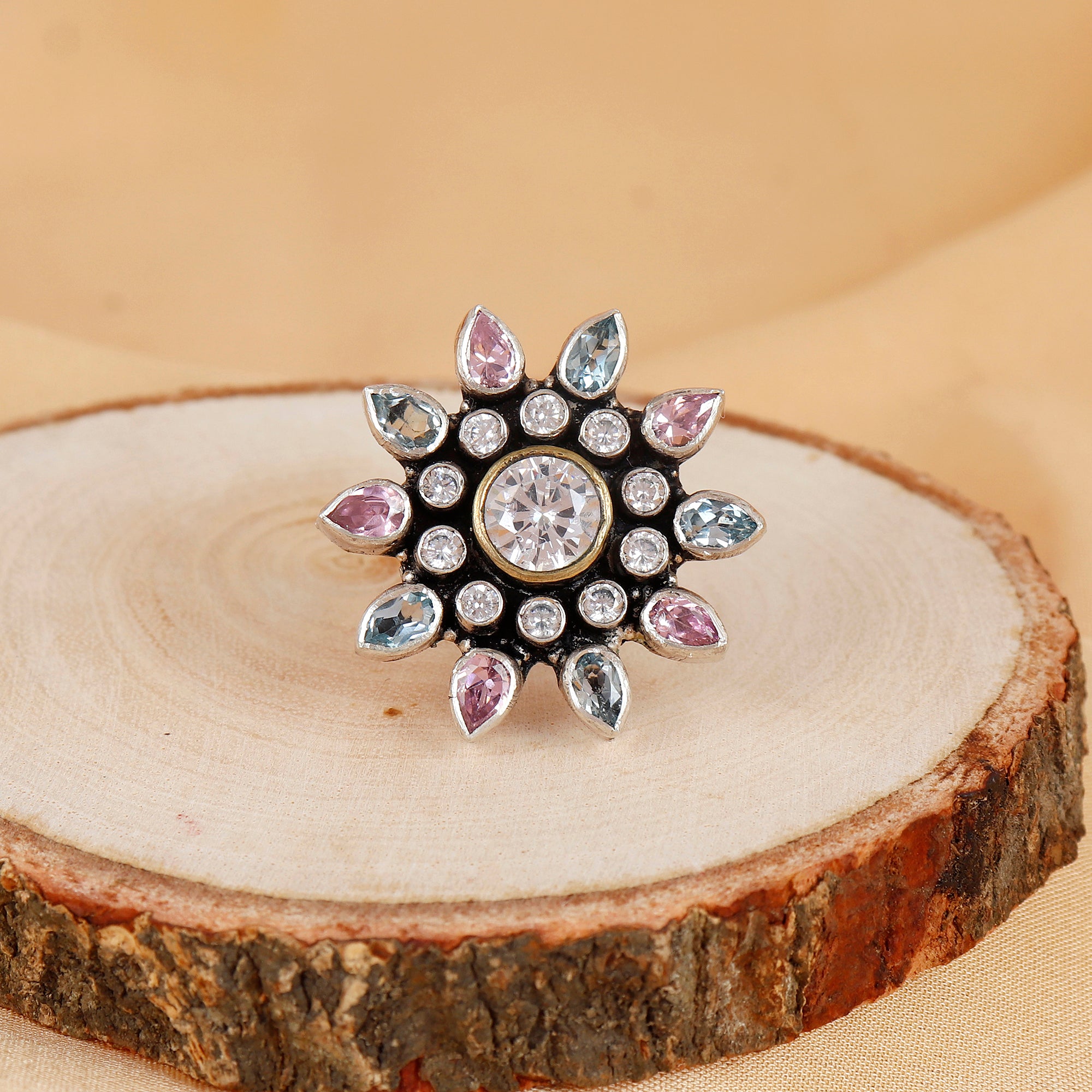 Twilight Blossom Silver Ring