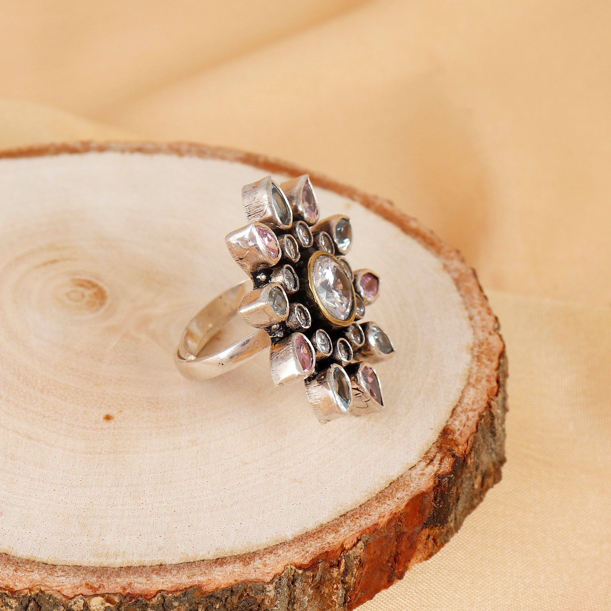 Twilight Blossom Silver Ring