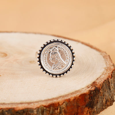 925 Silver Coin Rava Ring For Women