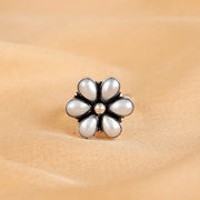 Pearl Blossom Shine Silver Ring For Women
