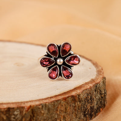 Pink Blossom Shine Silver Ring For Women