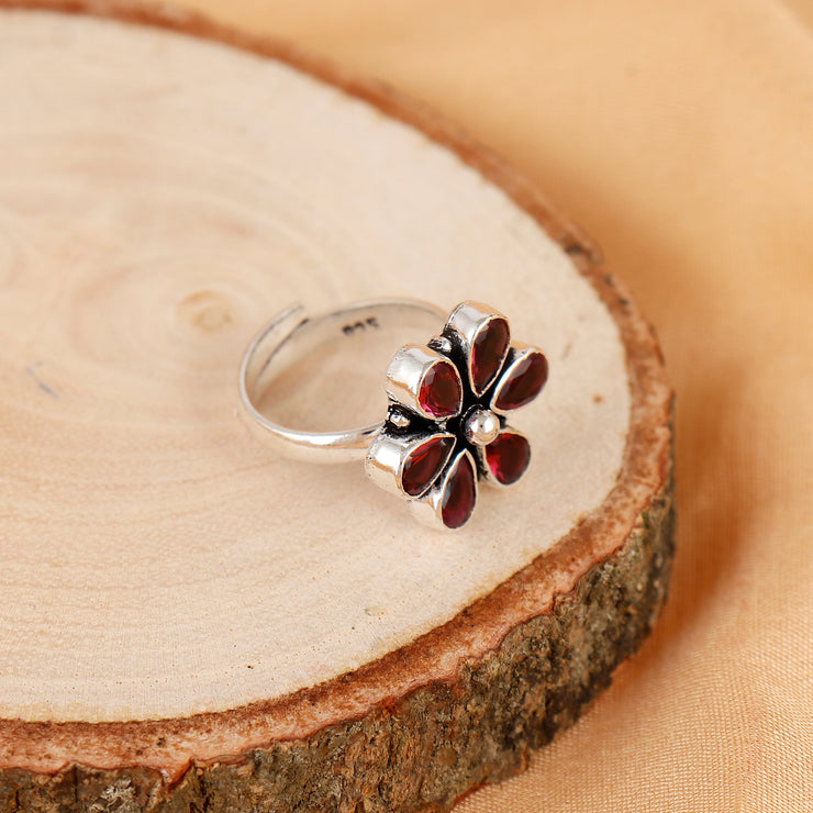 Pink Blossom Shine Silver Ring For Women