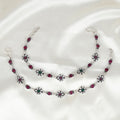 Royal Blossom Silver Anklet Pair