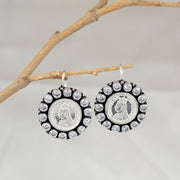 92.5 Silver Coin Queen Loop Earring
