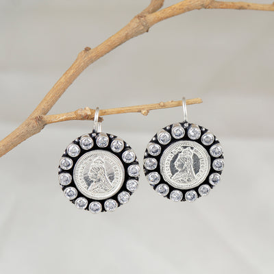92.5 Silver Coin Queen Loop Earring