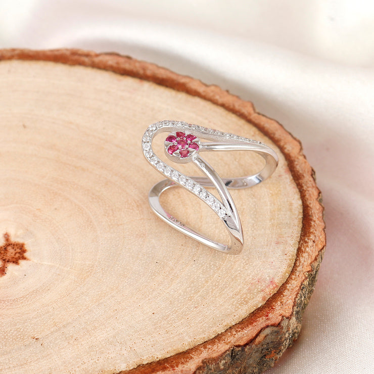 Divine Glow Vanky Statement Silver Ring
