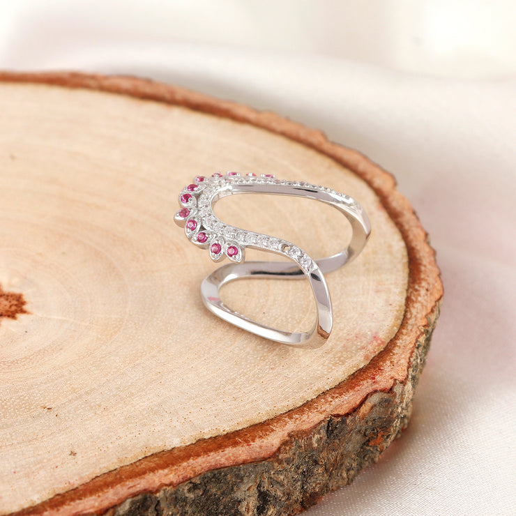 Silver Ruby Vanky Ring For Women