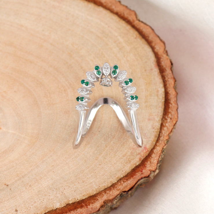 Sparkle Emerald Silver Vanky Ring