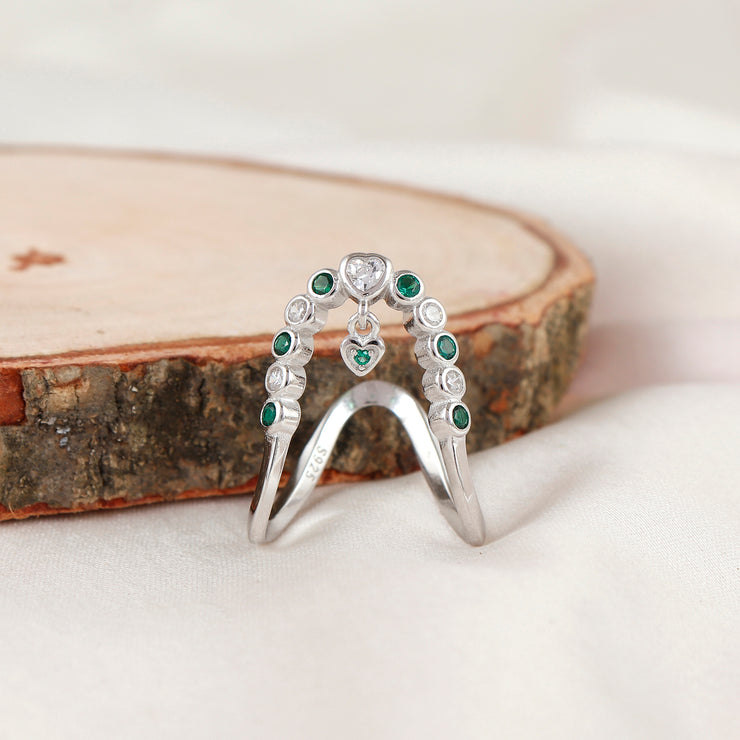Emerald Queen Silver Vanky Ring