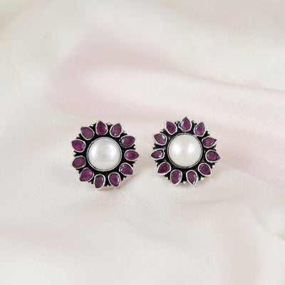 Fresh Water Pearl Petal Silver Earring