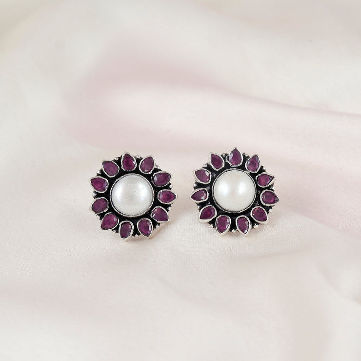 Fresh Water Pearl Petal Silver Earring