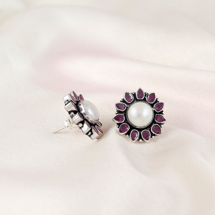 Fresh Water Pearl Petal Silver Earring