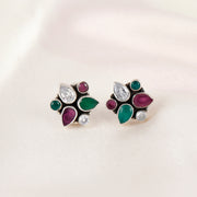 Silver Tiny Multicolor Antique Earring