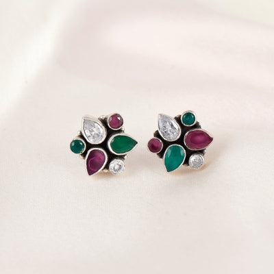 Silver Tiny Multicolor Antique Earring