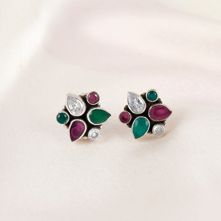 Silver Tiny Multicolor Antique Earring