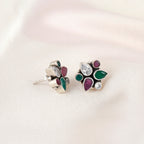 Silver Tiny Multicolor Antique Earring