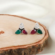 Multicolor Tiny Petal Silver Earring