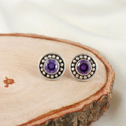 Amethyst Silver Spark Studs
