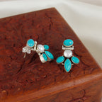 Petal Turquoise Pearl Silver Earring