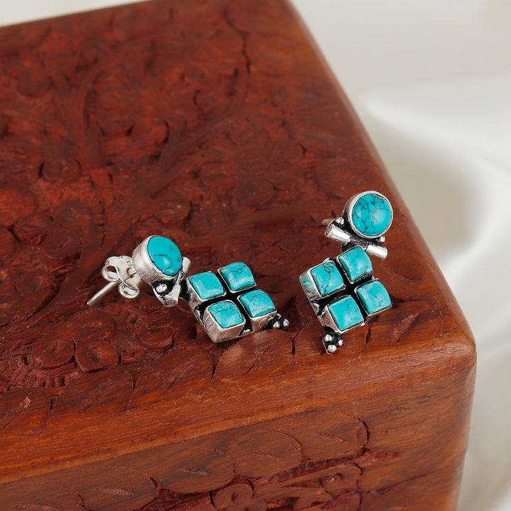 Silver Glam Turquoise Silver Earring