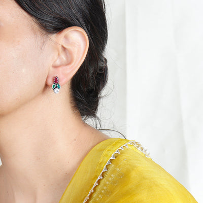 Royal Rose Drop Silver Earring
