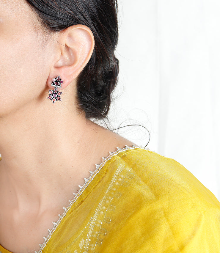 Glow Petal Flora Silver Earring For Women