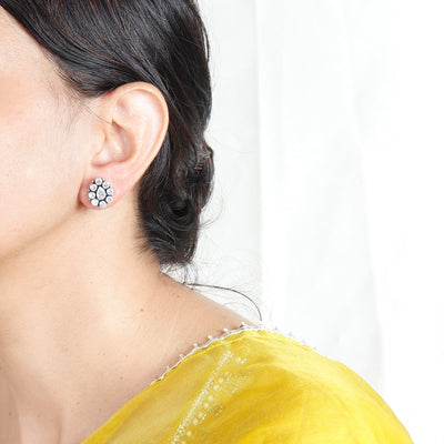 Petal Flower Silver Earring