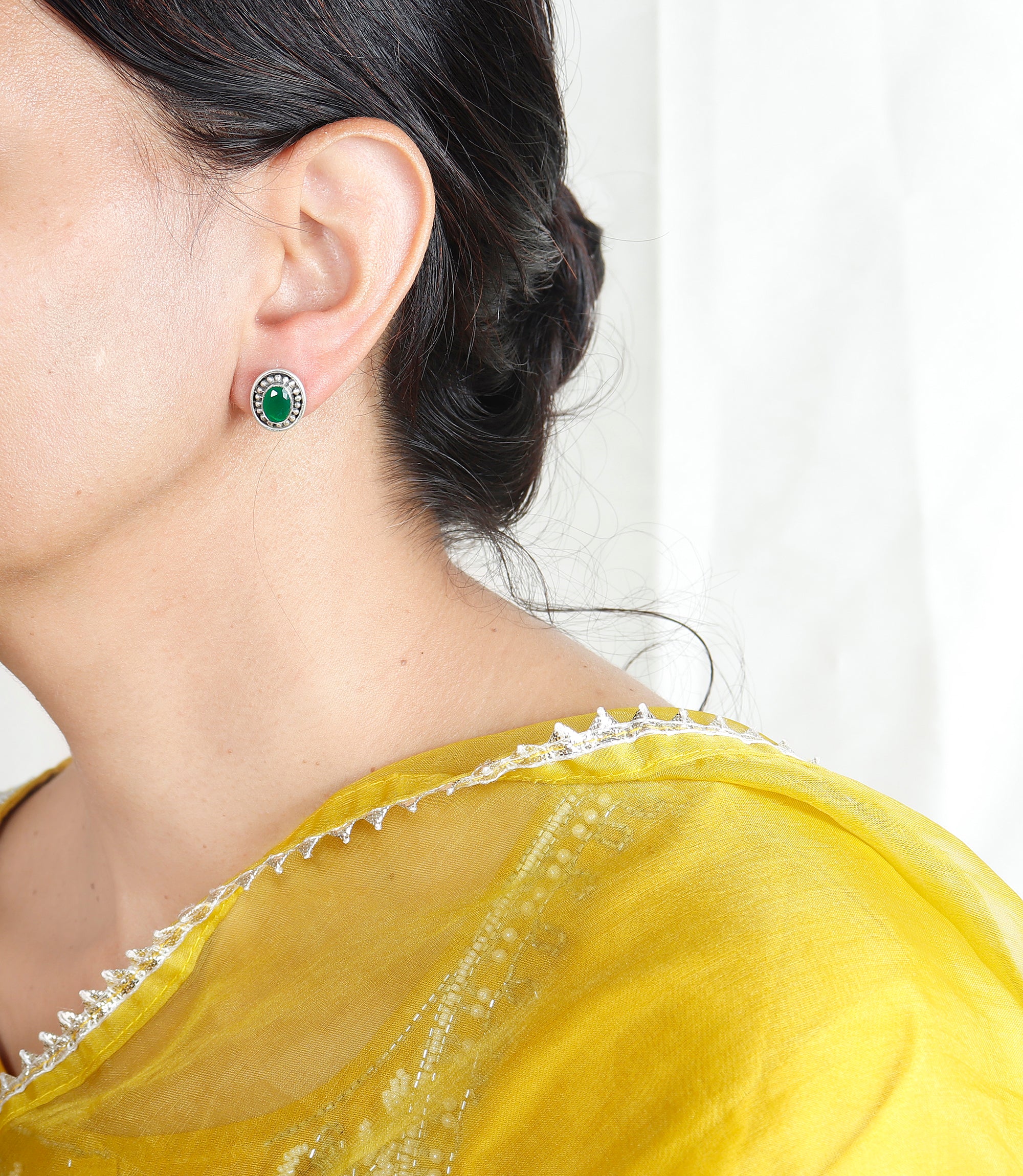 Celestial Halo Silver Rava Work Stud