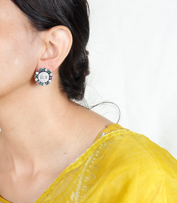 925 Heritage Glow Silver Coin Stud Earrings