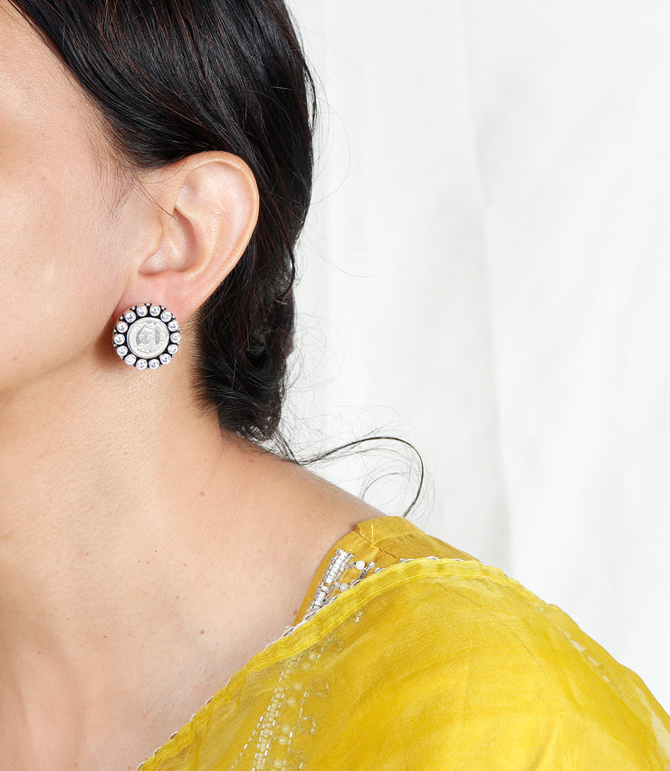 92.5 Silver Coin Vintage Silver Stud