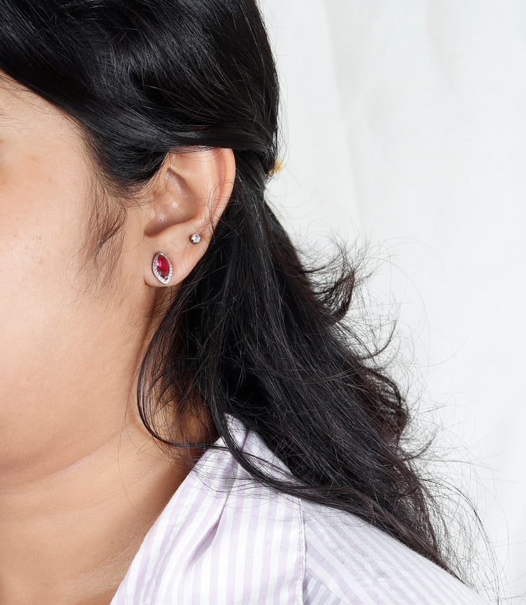 Silver Ruby Marquise Allure Earring