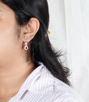 Ruby Dewdrop Silver Earring
