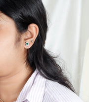 Silver Stellar Emerald Grace Studs