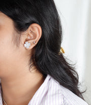 Silver Floral Heart Studs