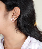 Rose Gold Silver Orbit Studs