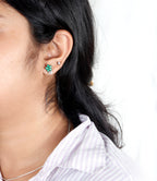 Emerald Bloom Charm Silver Earring