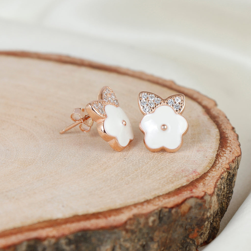 Silver Rosette Leaf Earring