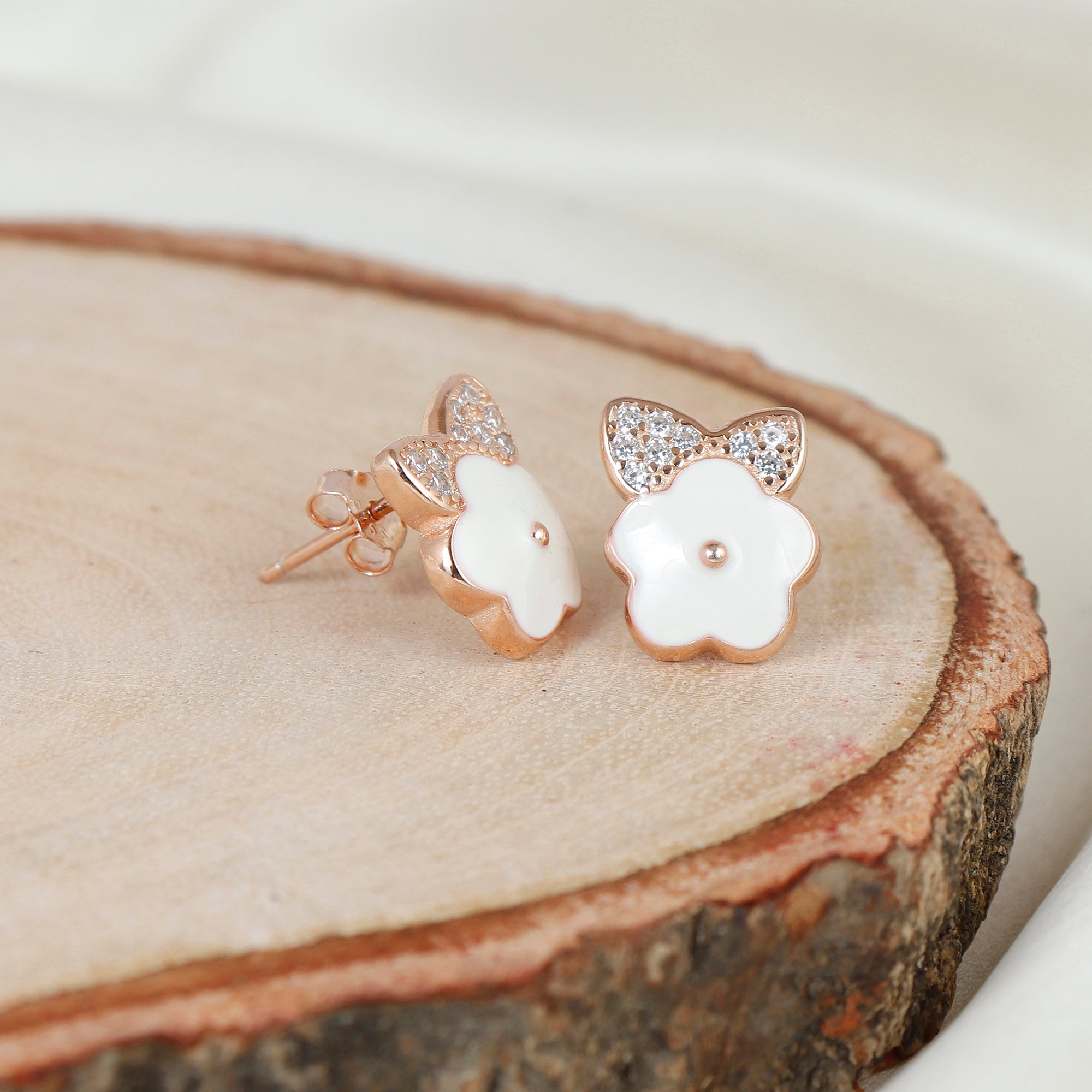 Silver Rosette Leaf Earring