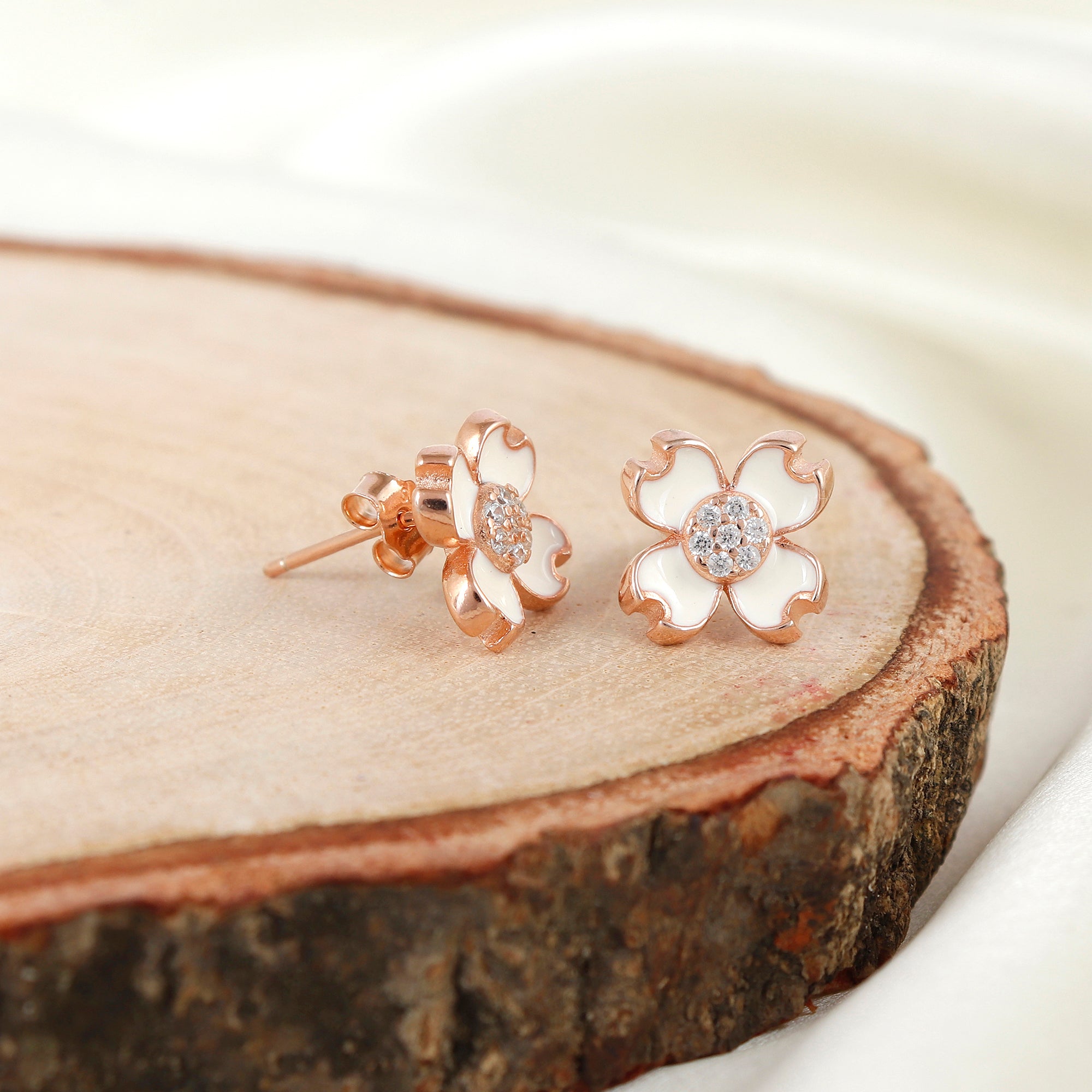 Rosetta Rose Gold Chic Sterling Silver Earrings