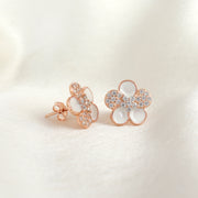 Rose Flower Twilight Silver Earring