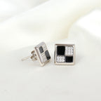 Obsidian Petite Silver Stud Earrings