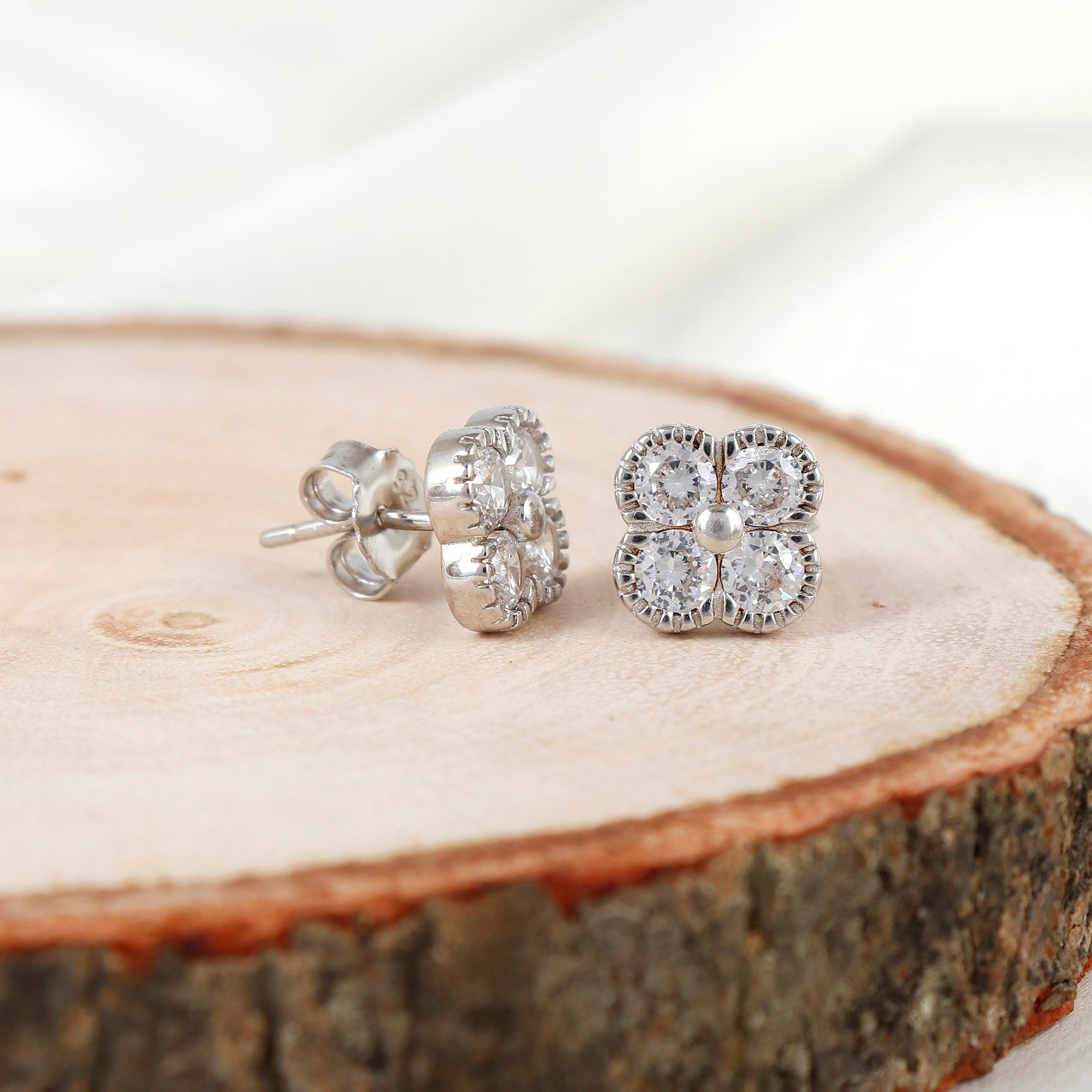 Rose Petal Silver Earrings