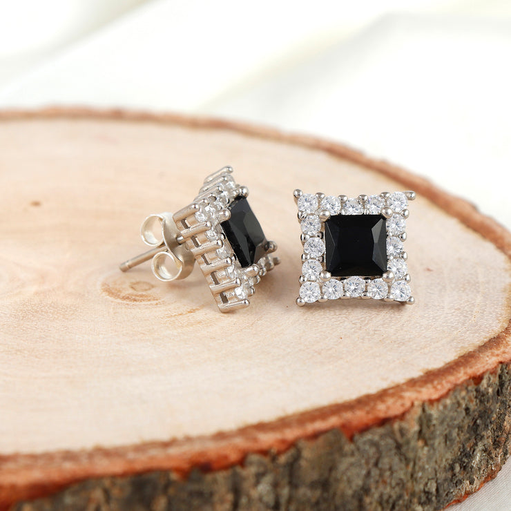 Sterling Silver Radiant Block Earring
