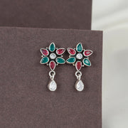 Multi Floral Timeless Silver Earring For Women